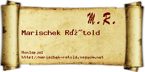 Marischek Rátold névjegykártya
